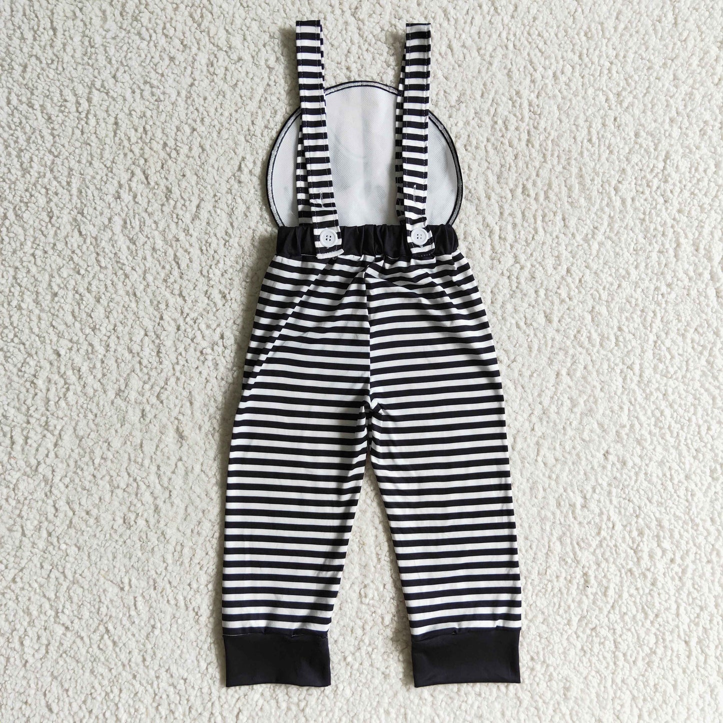 SR0082 Halloween Ghost Clown Black Stripes Boys Sleeveless Jumpsuit Overall Pants