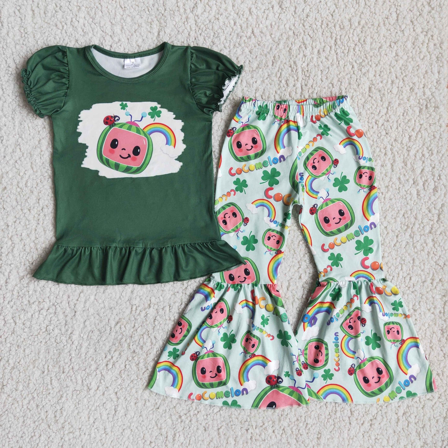 Clearance D9-2 St. Patrick Melon Green Girls Cartoon Outfits