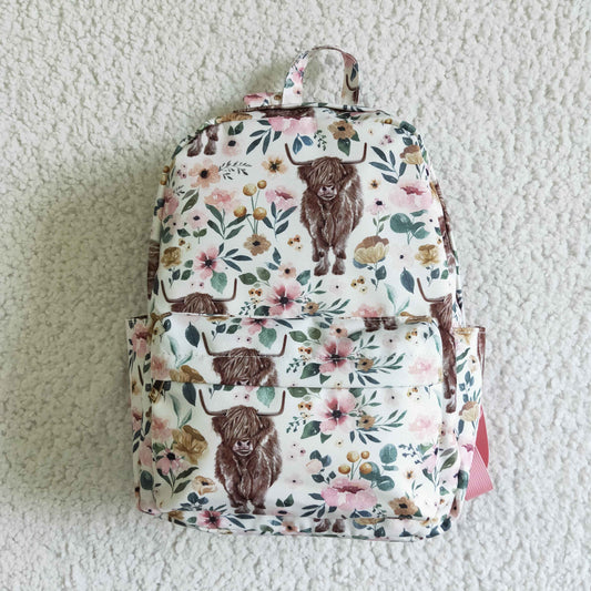 BA0007 Pink Highland Cows Print Little Bag Bagpack