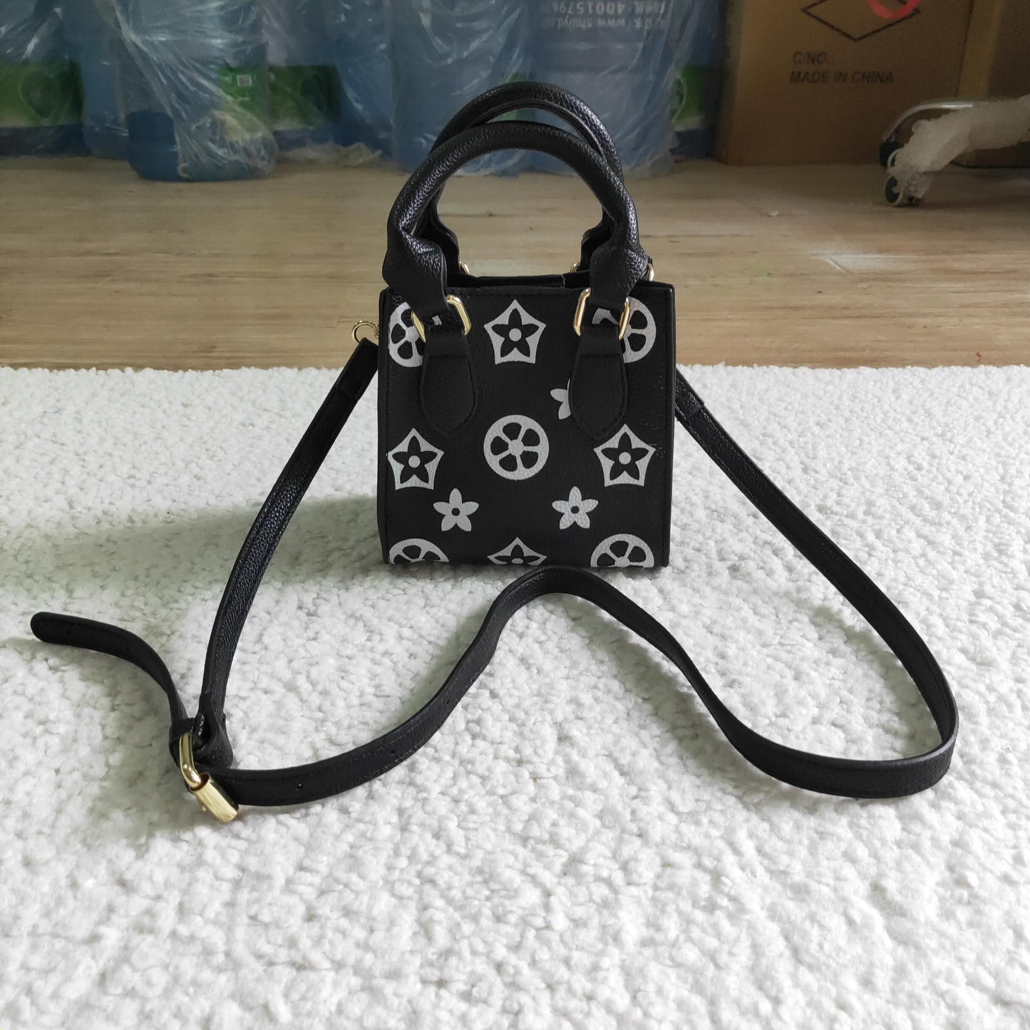 BA0013 Black Print Little Bag Bagpack