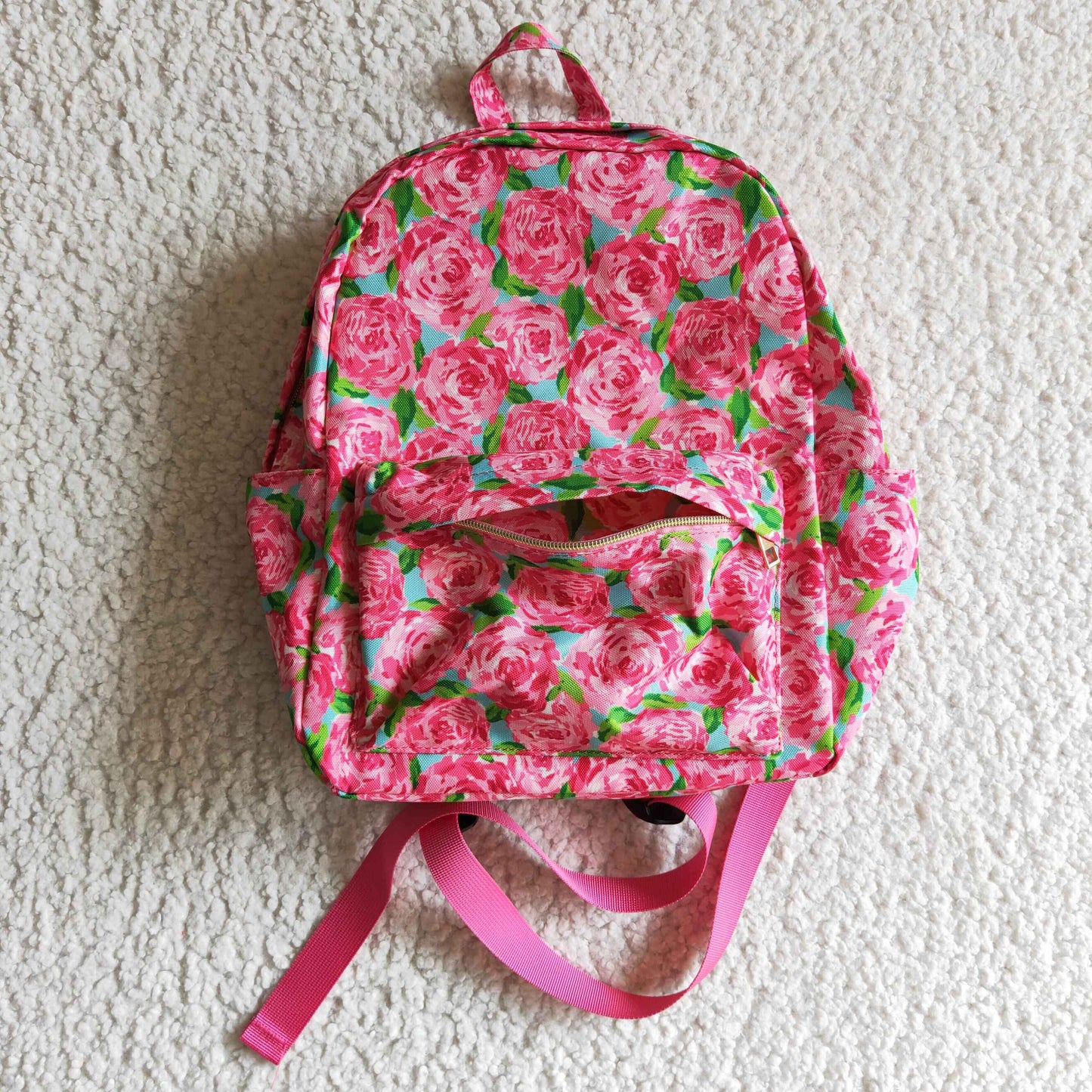 BA0022 Pink Floral Flower Print Little Bag Bagpack