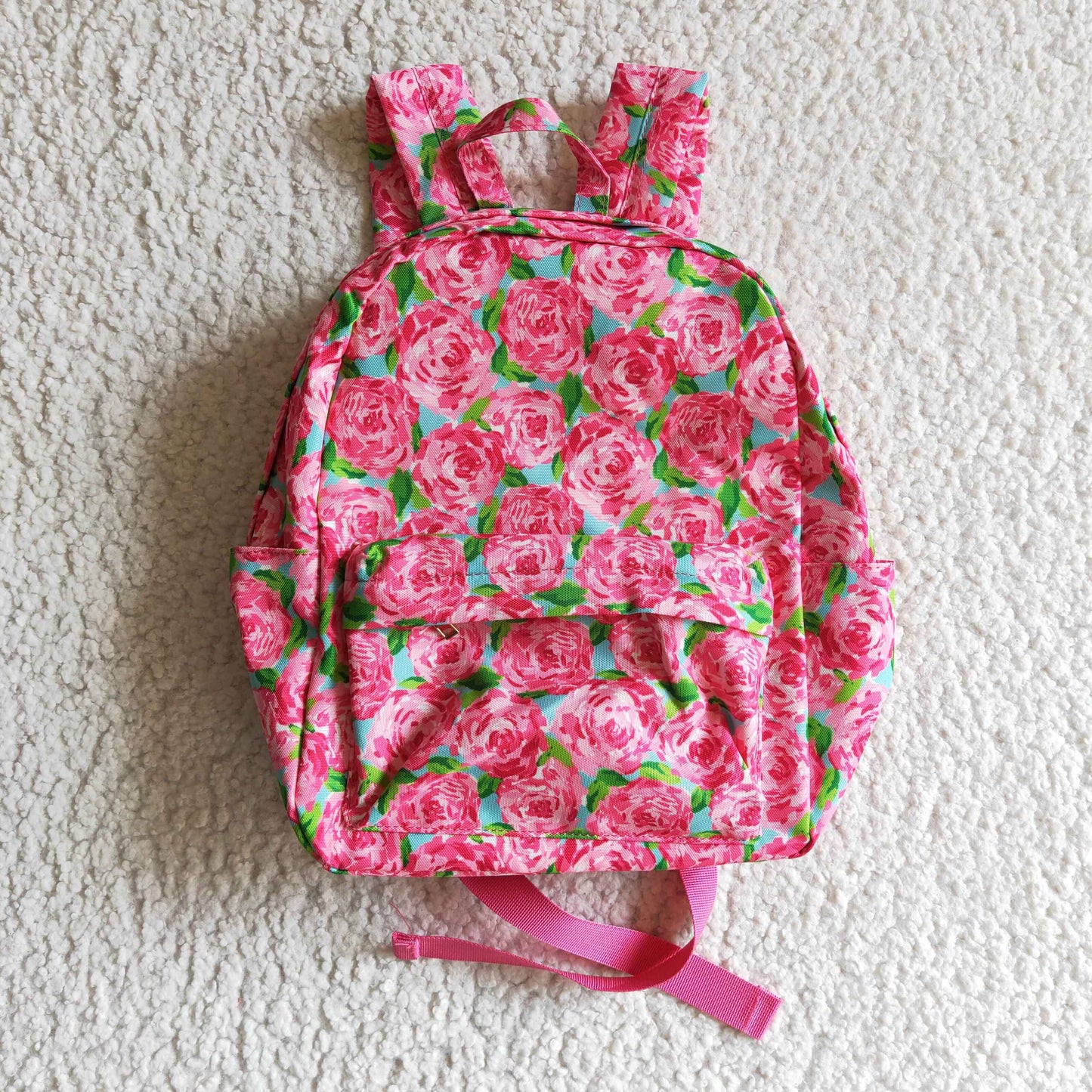 BA0022 Pink Floral Flower Print Little Bag Bagpack