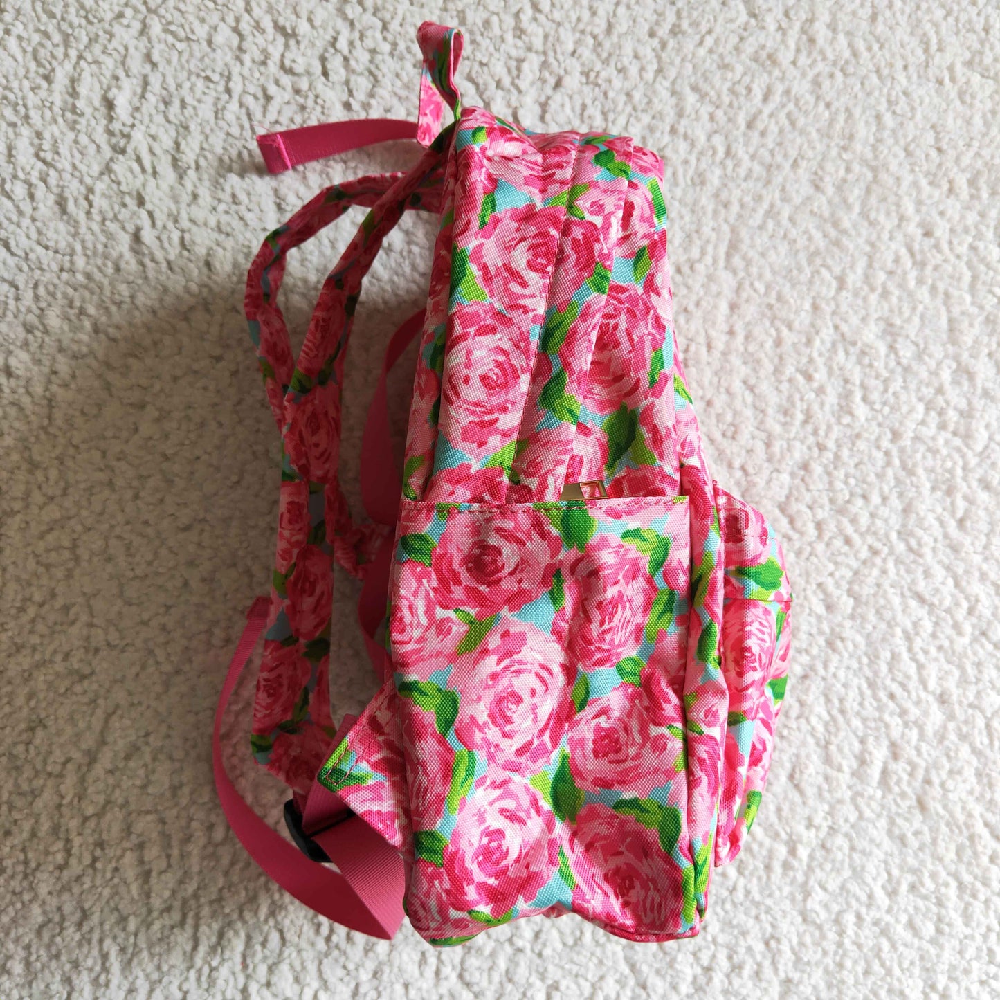 BA0022 Pink Floral Flower Print Little Bag Bagpack