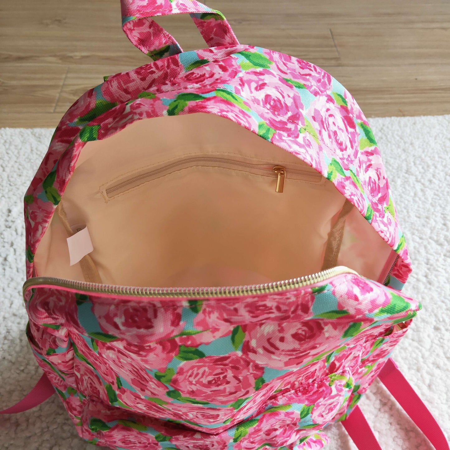 BA0022 Pink Floral Flower Print Little Bag Bagpack