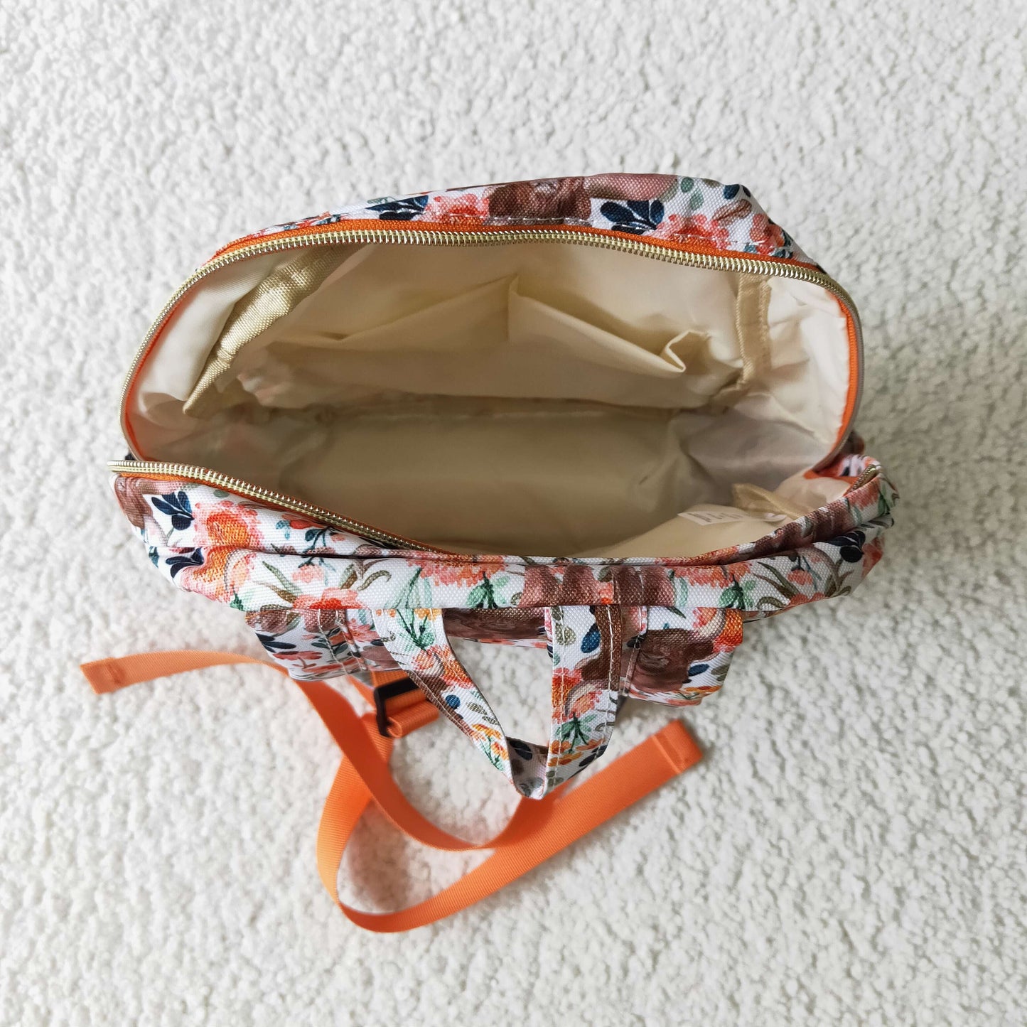 BA0027 Orange Highland Cow Print Little Bag Bagpack