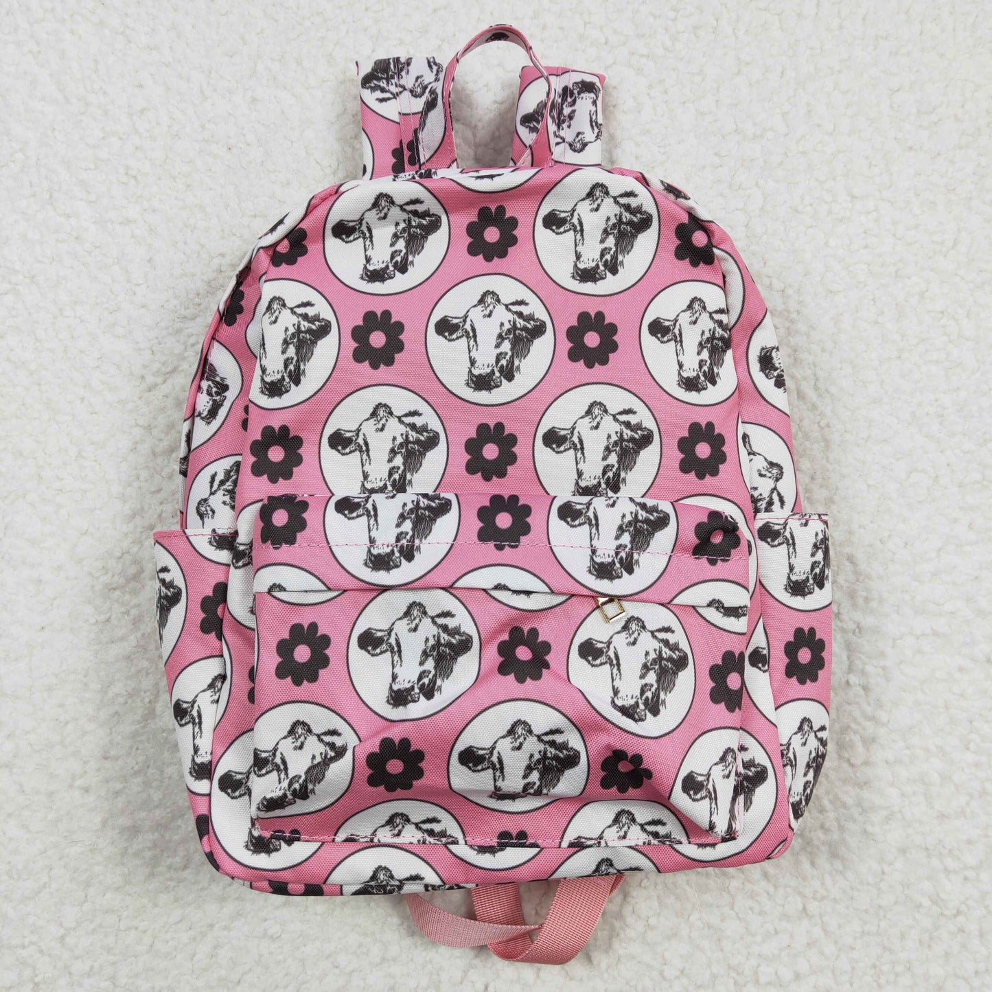 BA0035  Pink Highland Cow Western Boots Print Little Bag Bagpack