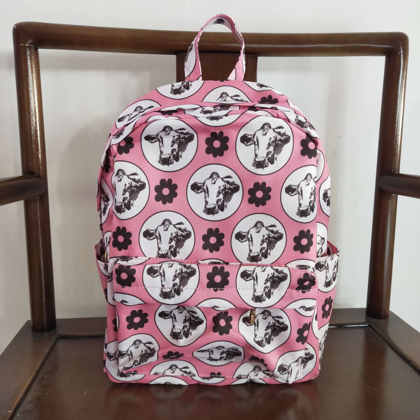 BA0035  Pink Highland Cow Western Boots Print Little Bag Bagpack