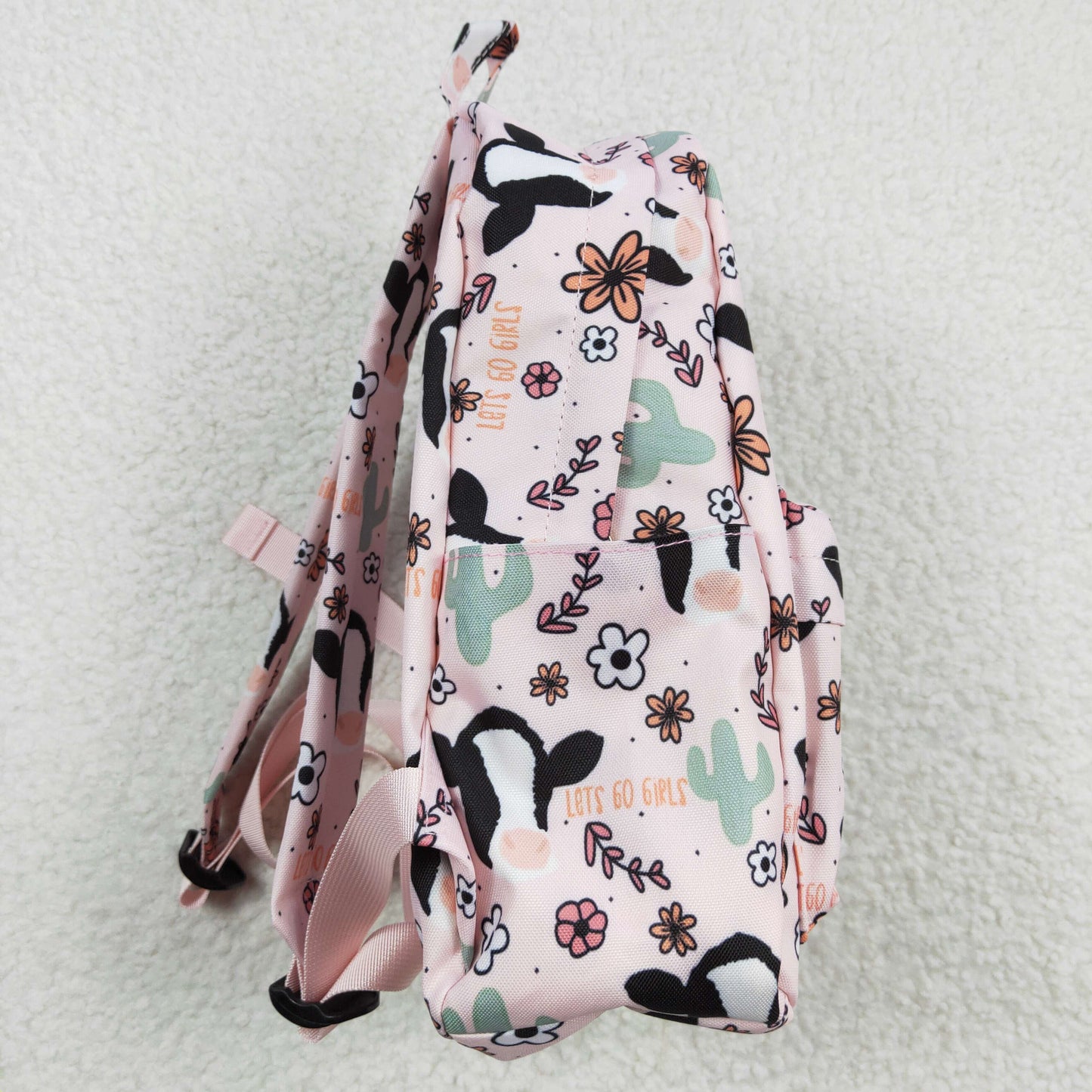 BA0036   Pink Highland Cow Western Boots Print Little Bag Bagpack