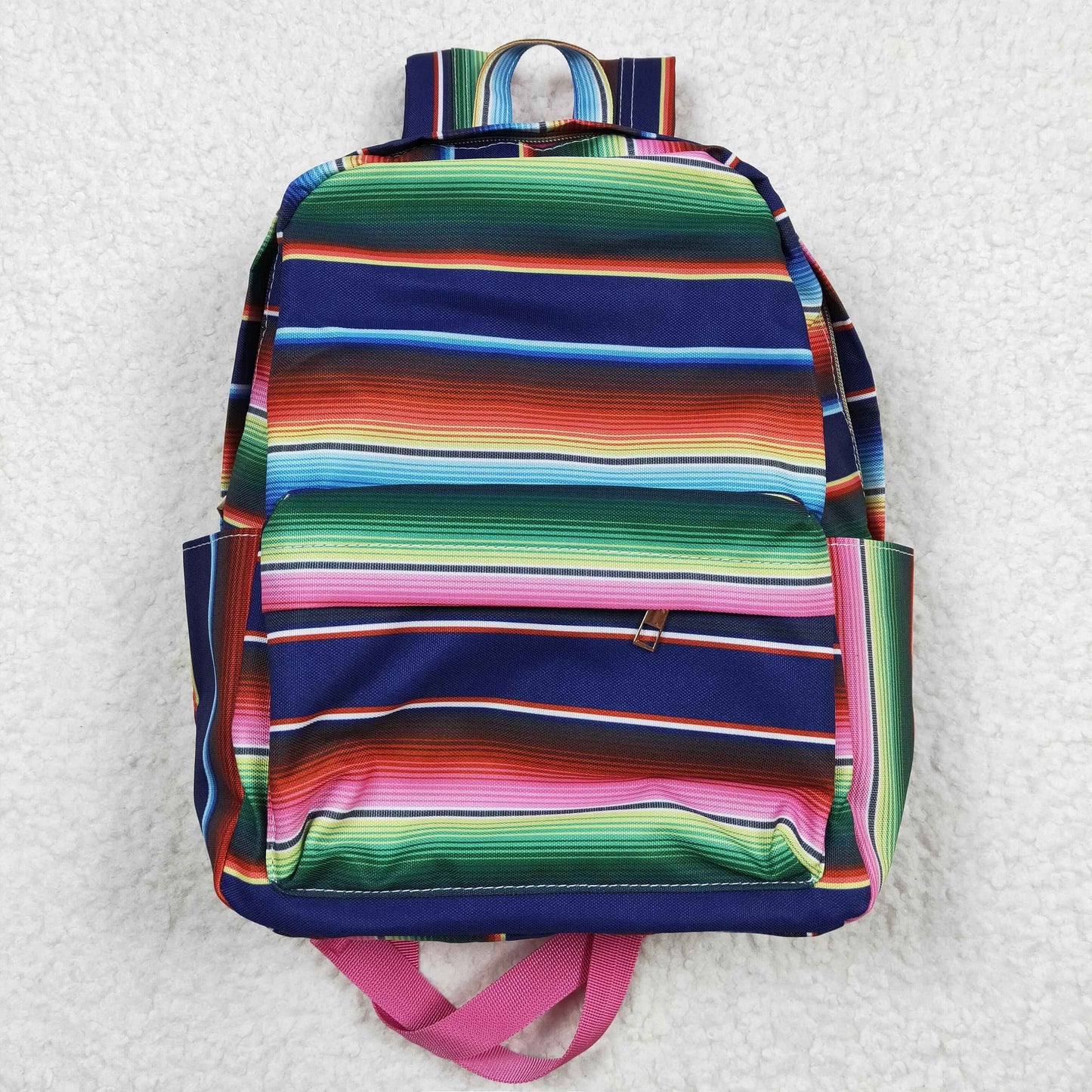 BA0039 Blue Pink Stripes Print Little Bag Bagpack