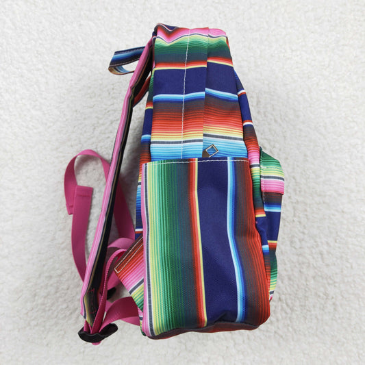 BA0039 Blue Pink Stripes Print Little Bag Bagpack