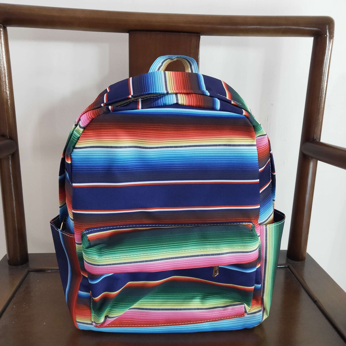 BA0039 Blue Pink Stripes Print Little Bag Bagpack