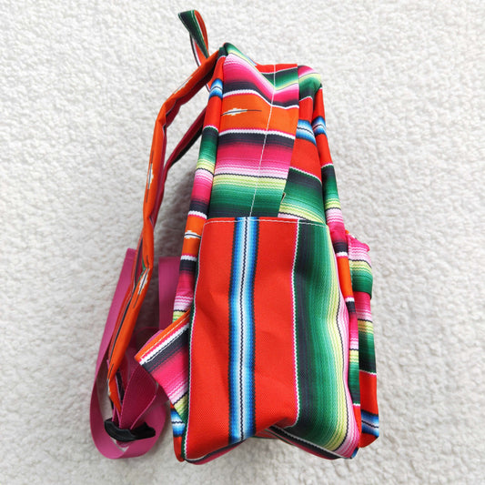 BA0040 Blue Pink Stripes Print Little Bag Bagpack