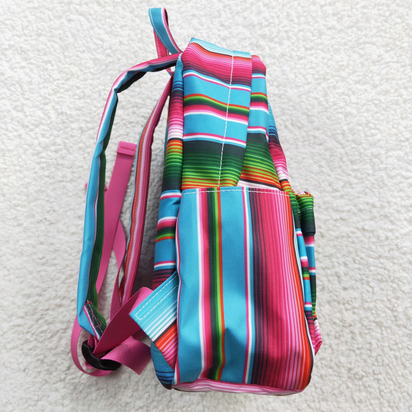 BA0041 Blue Pink Stripes Print Little Bag Bagpack