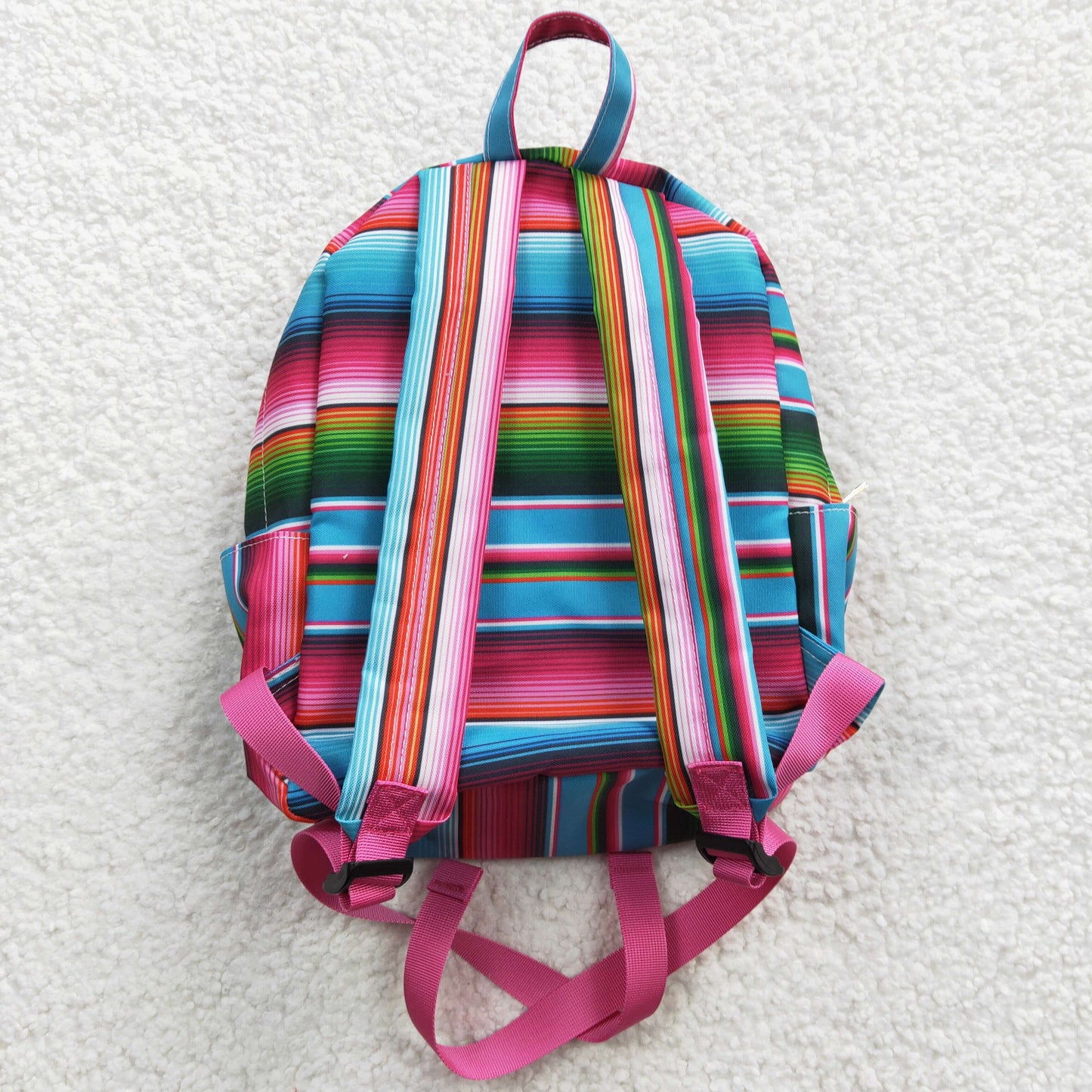 BA0041 Blue Pink Stripes Print Little Bag Bagpack