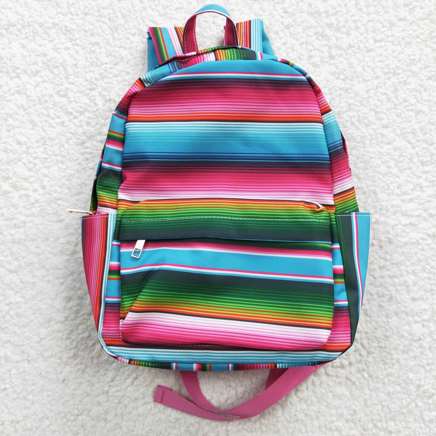 BA0041 Blue Pink Stripes Print Little Bag Bagpack