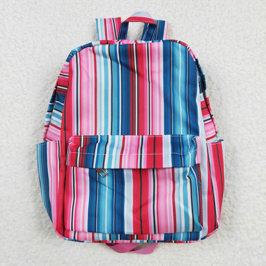 BA0046 Blue Pink Stripes Print Little Bag Bagpack