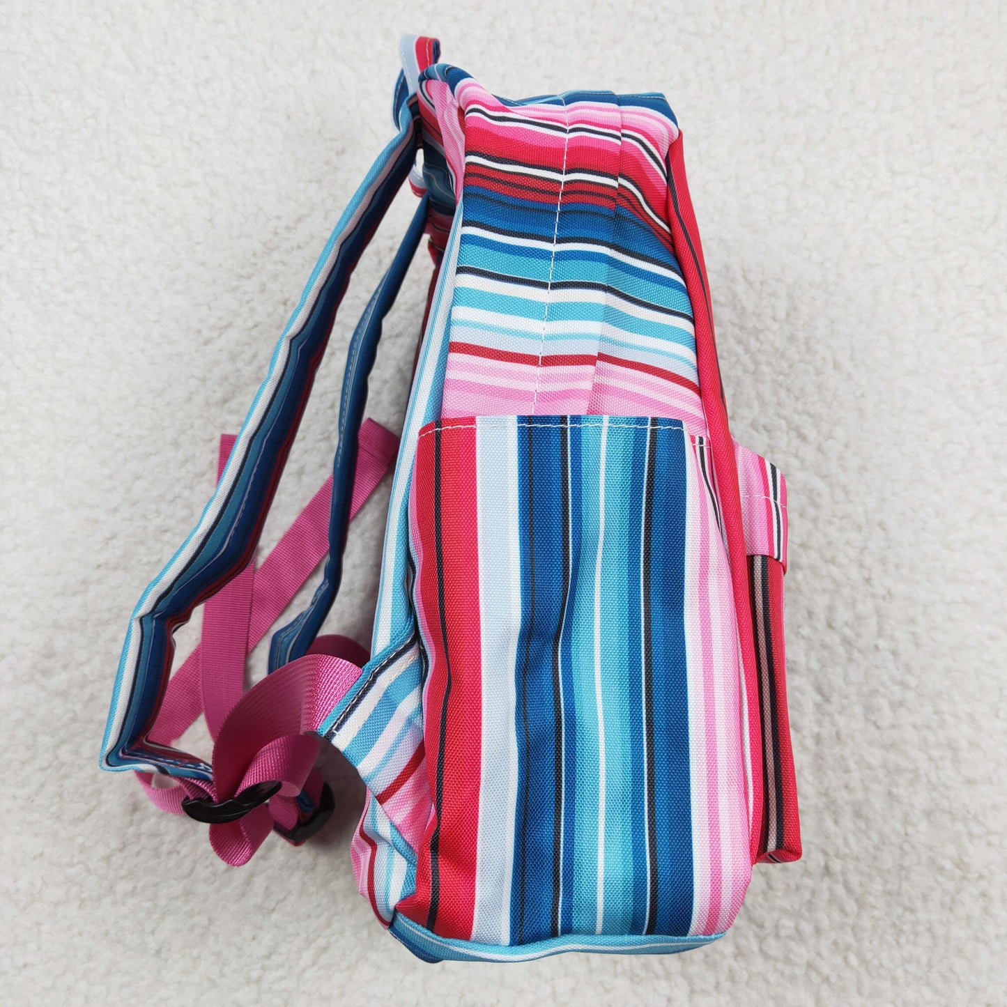 BA0046 Blue Pink Stripes Print Little Bag Bagpack