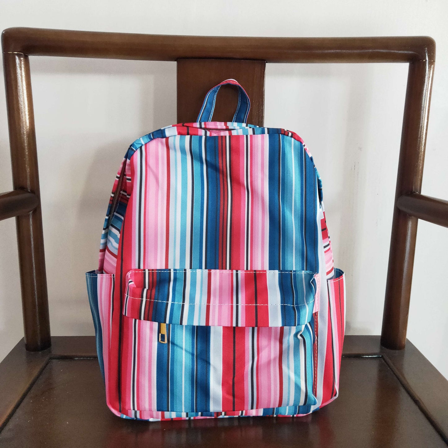 BA0046 Blue Pink Stripes Print Little Bag Bagpack