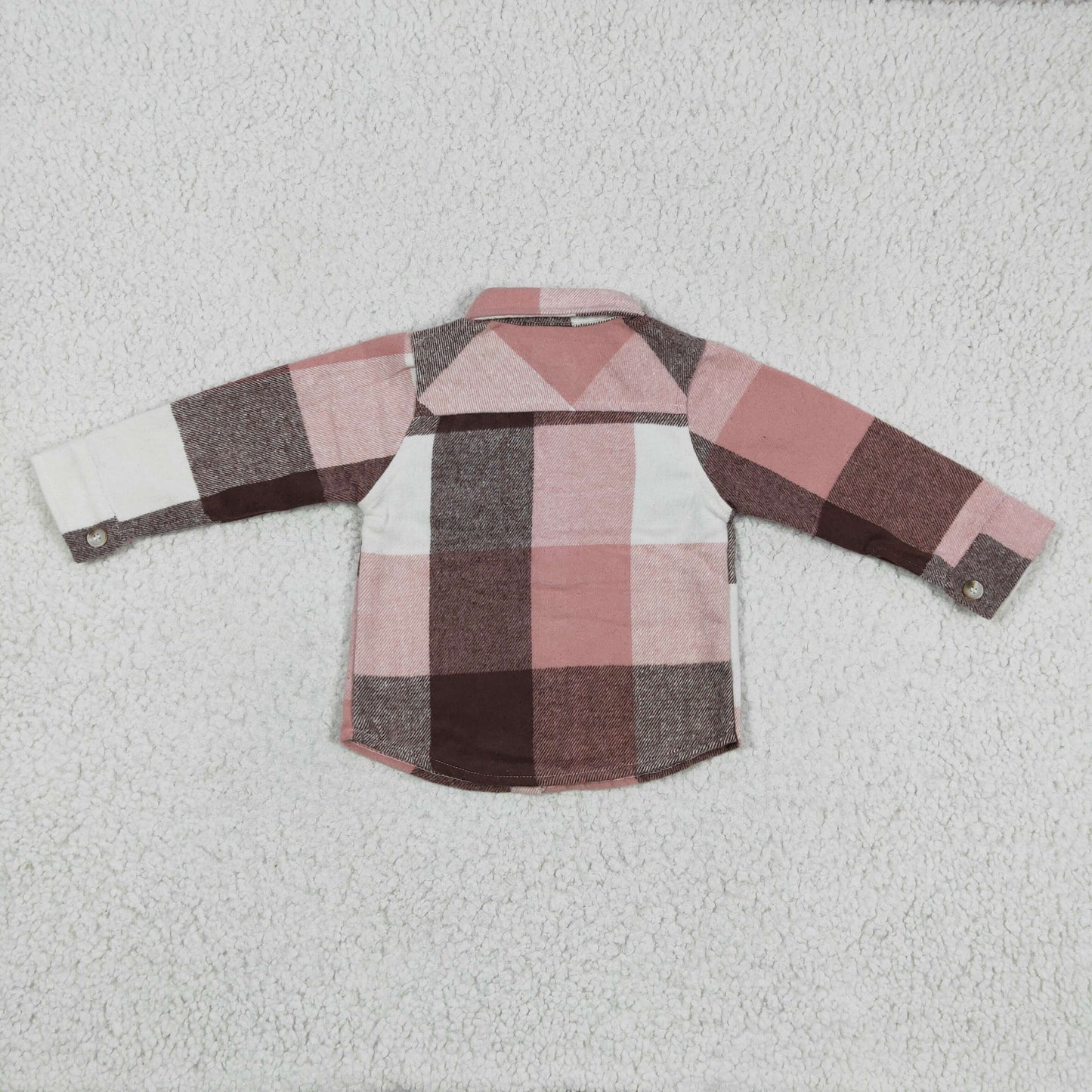 GT0073 Red Brown Plaid Girls Long Sleeve Top Winter Collar T-Shirts