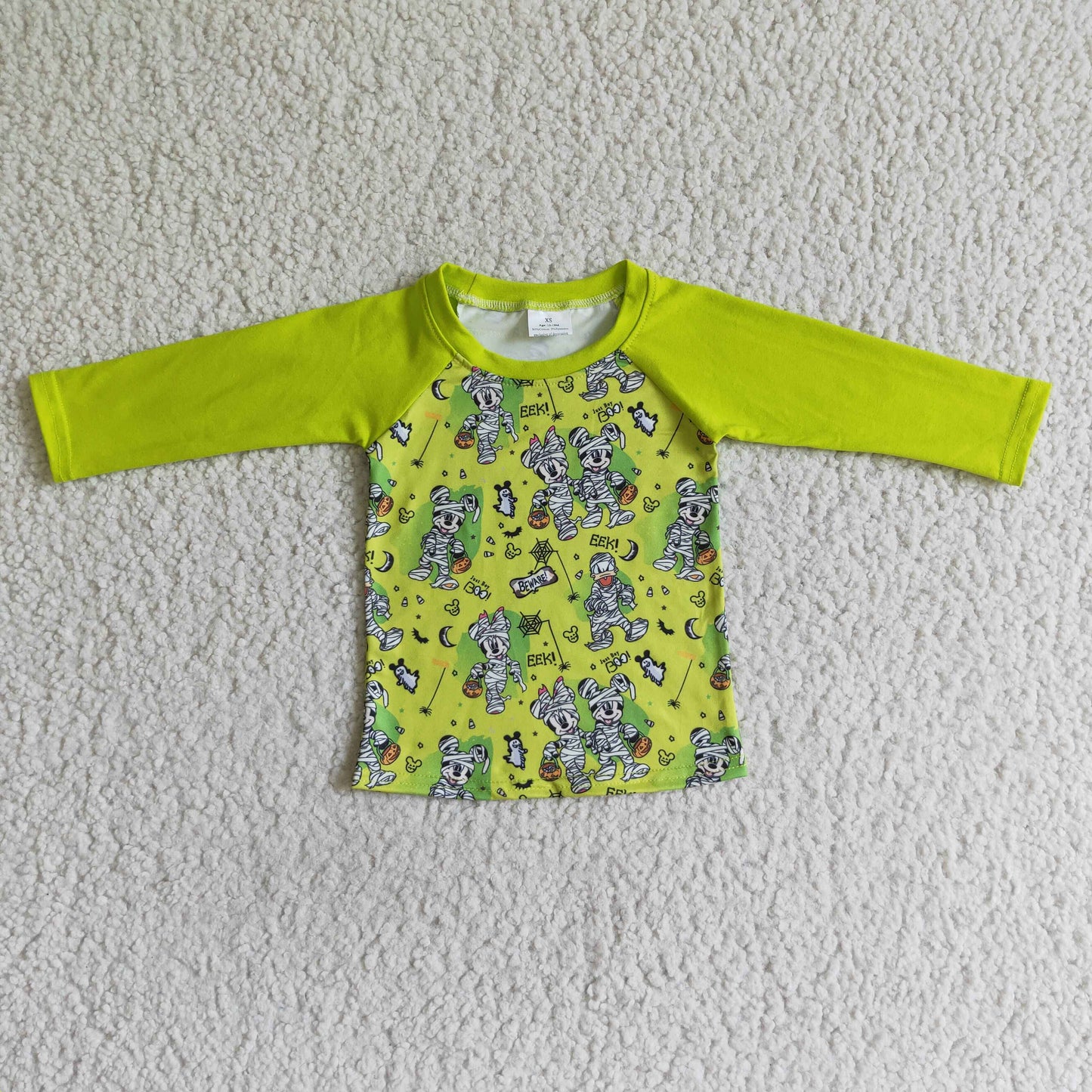 BT0032 Halloween Pumpkin Green M Cartoon Boys Long Sleeve Top T-shirts