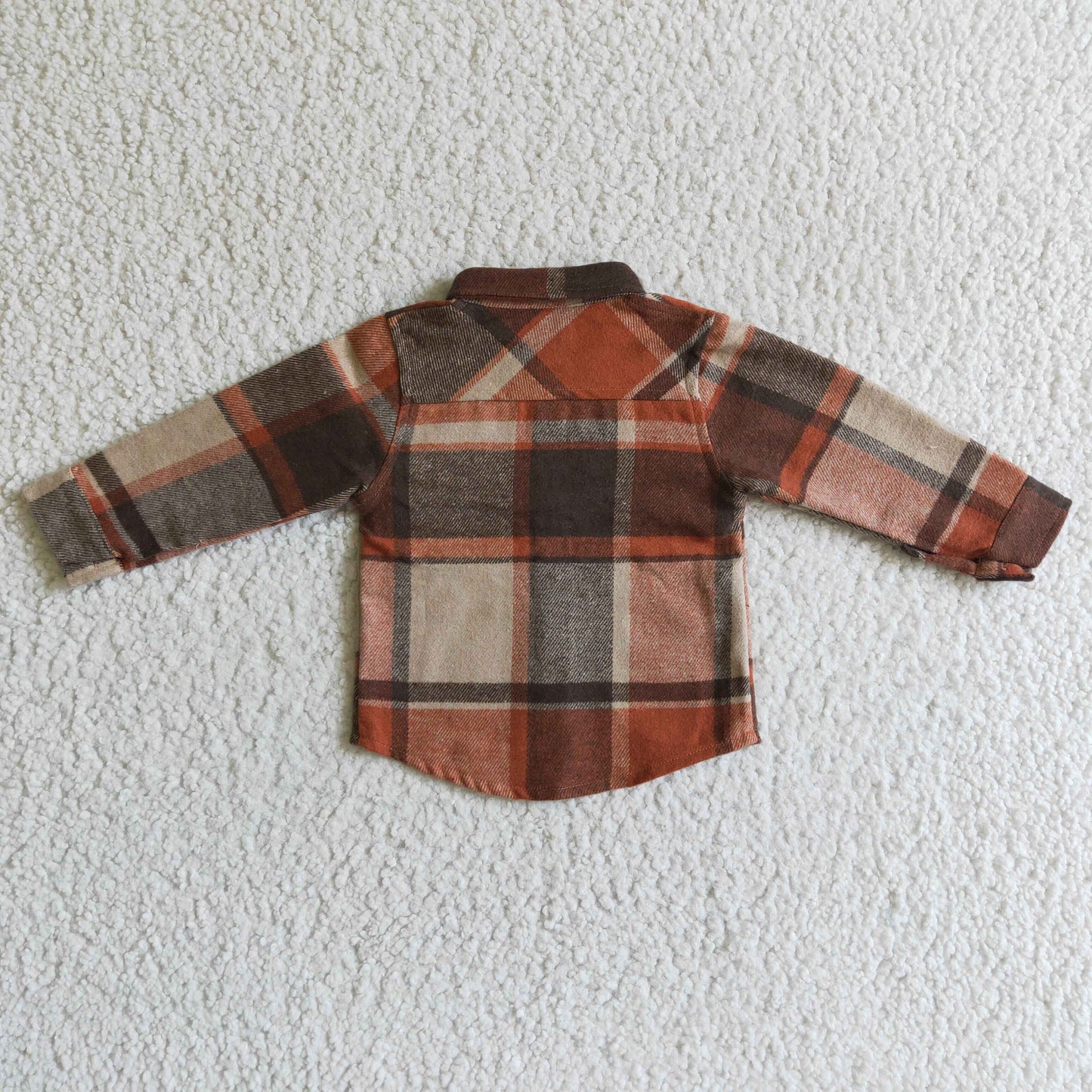 BT0061 Orange Plaid Boys Long Sleeve Top Winter Collar T-Shirts