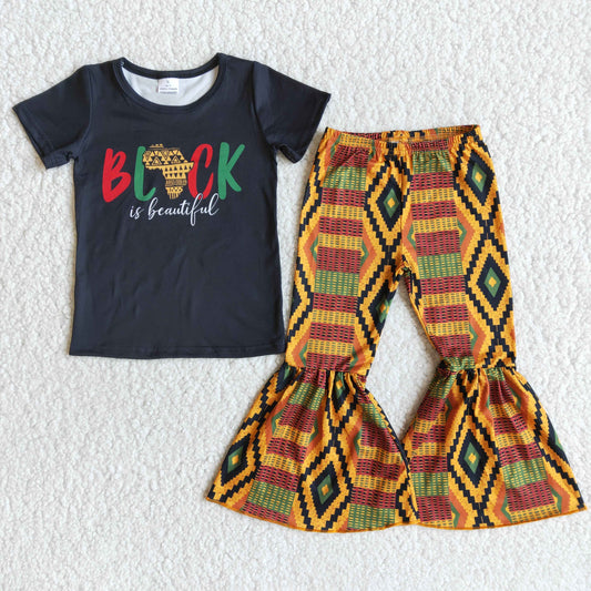 Clearance  B7-16 Black History Month Aztec Design Baby Girls Outfits