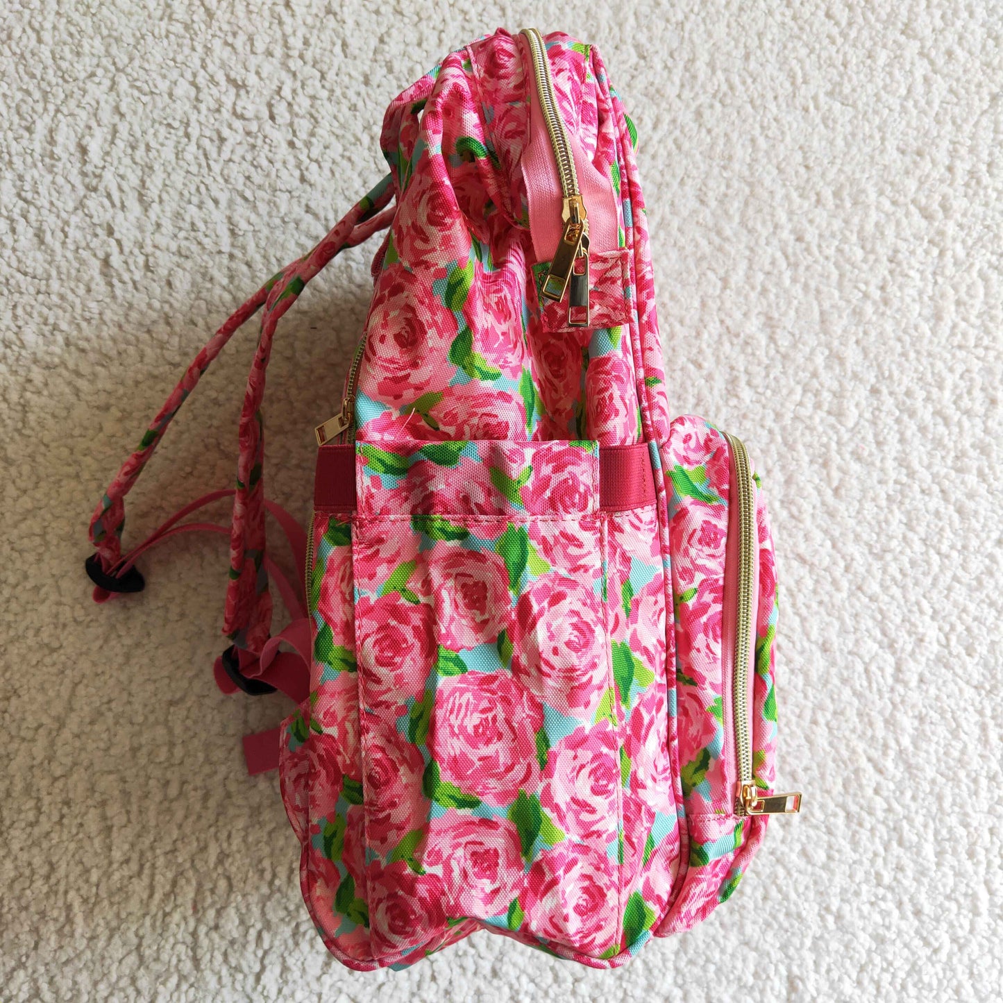 BA0026 Pink Floral Flower School Bag Bagpack