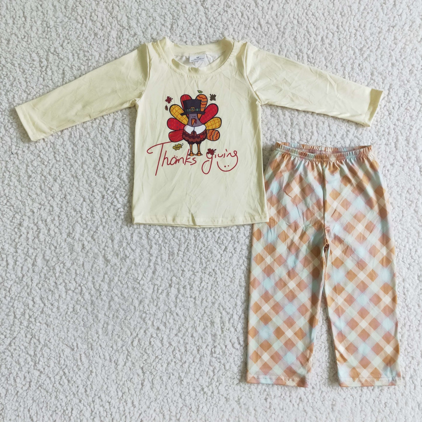 BLP0068 Thanksgiving Turkey Green Boys Long Sleeve Pants Outfits