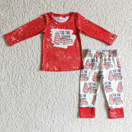 BLP0090 Christmas Red Tree Season Boys Long Sleeve Pants Outfits Pajamas