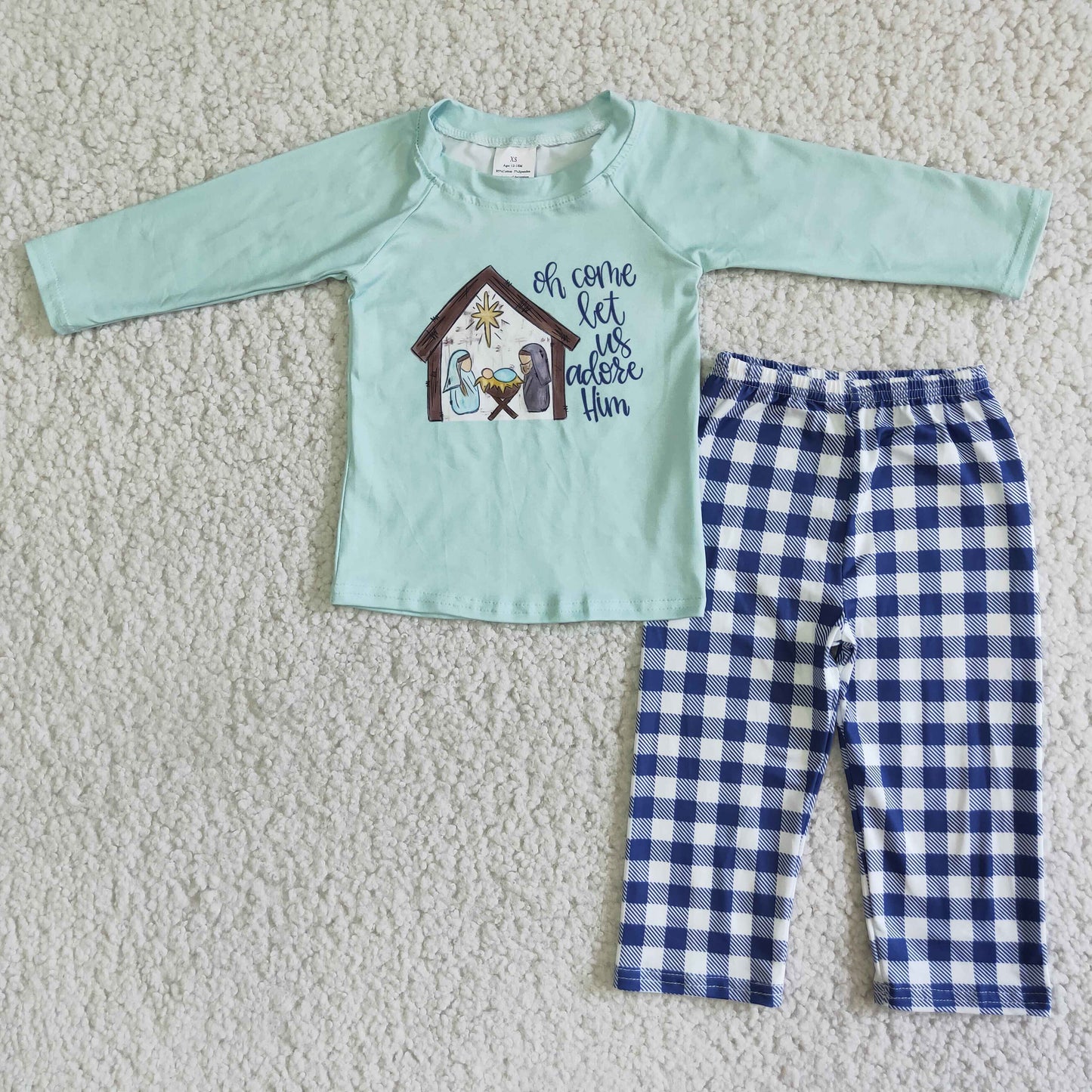 Christmas Boys Plaid Print Pants Set