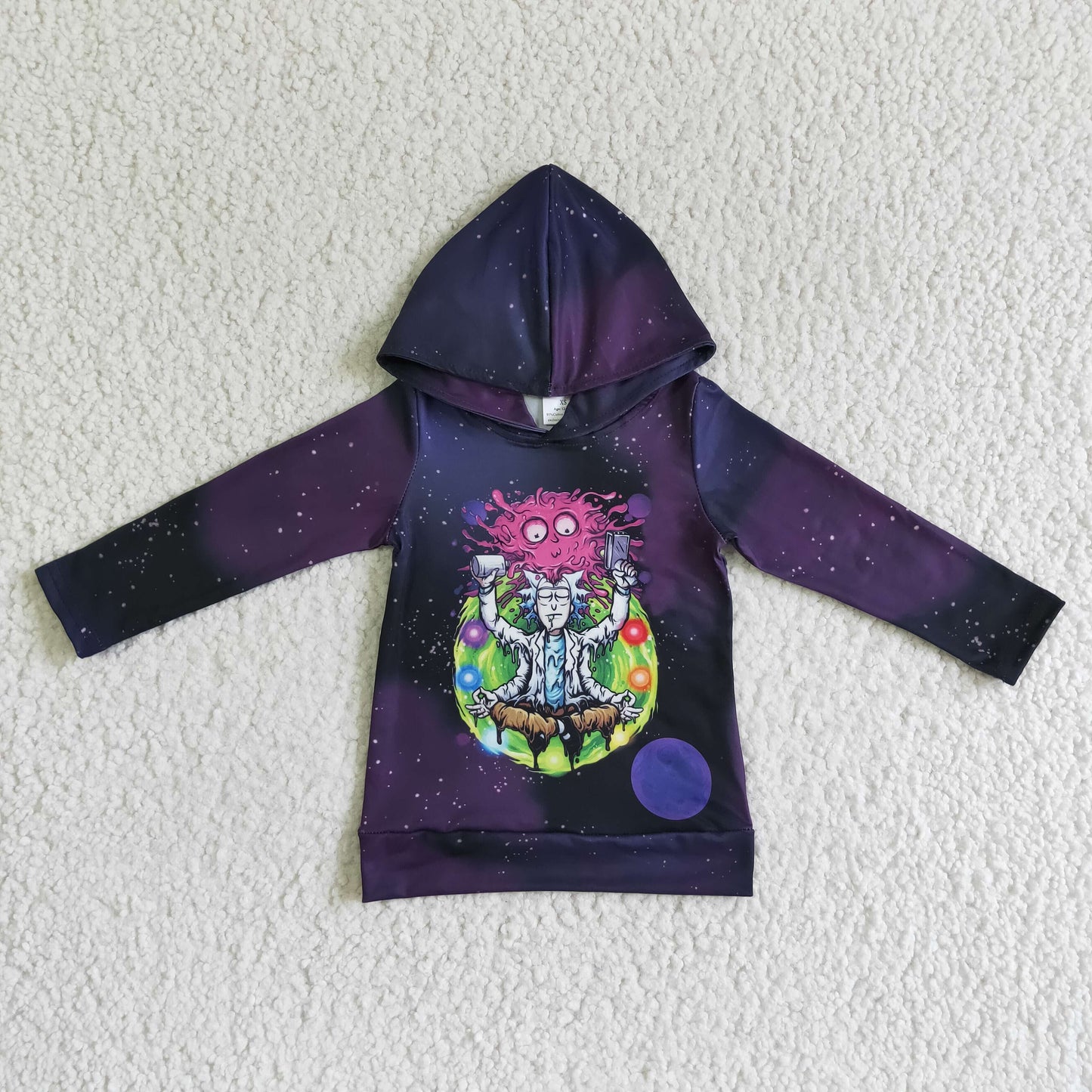 BT0052 Purple Cartoon Character Magic Boys Long Sleeve Hoodies Top