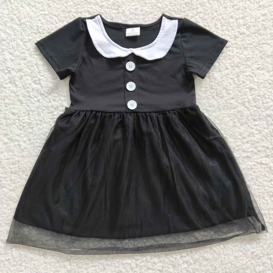 promotion RTS GSD0285 Black White Tulle Tutu Girls Short Sleeve Dresses