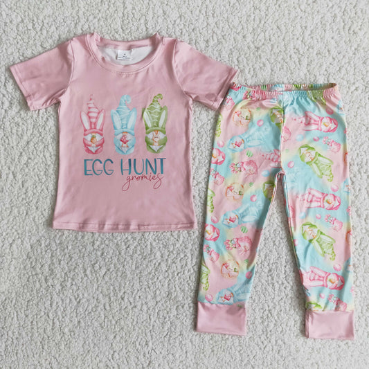 Clearance E11-28 Easter Pink Egg Hunt Kids Outfits