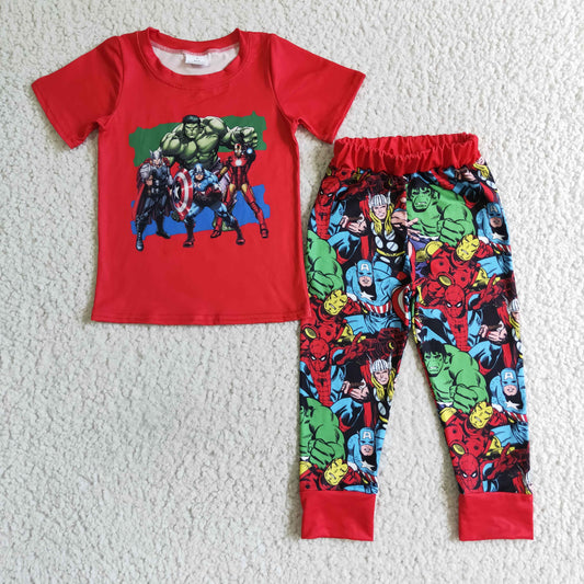 BSPO0021 Movie Film Hero Red Boys Short Sleeve Pants Outfits