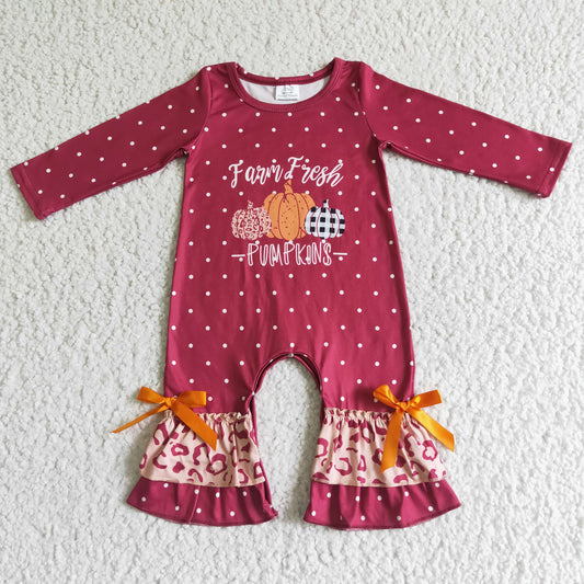 promotion RTS 6 A30-16 Halloween Fresh Pumpkin Red Girls Long Sleeve Romper