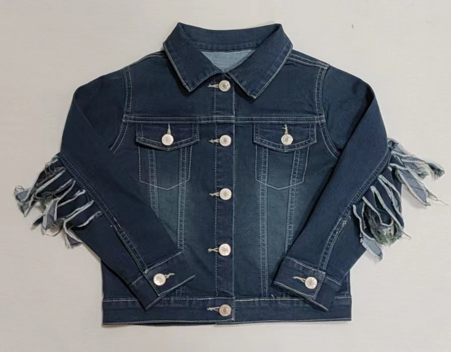 GT0149  Tassel Blue Girls Denim Jacket