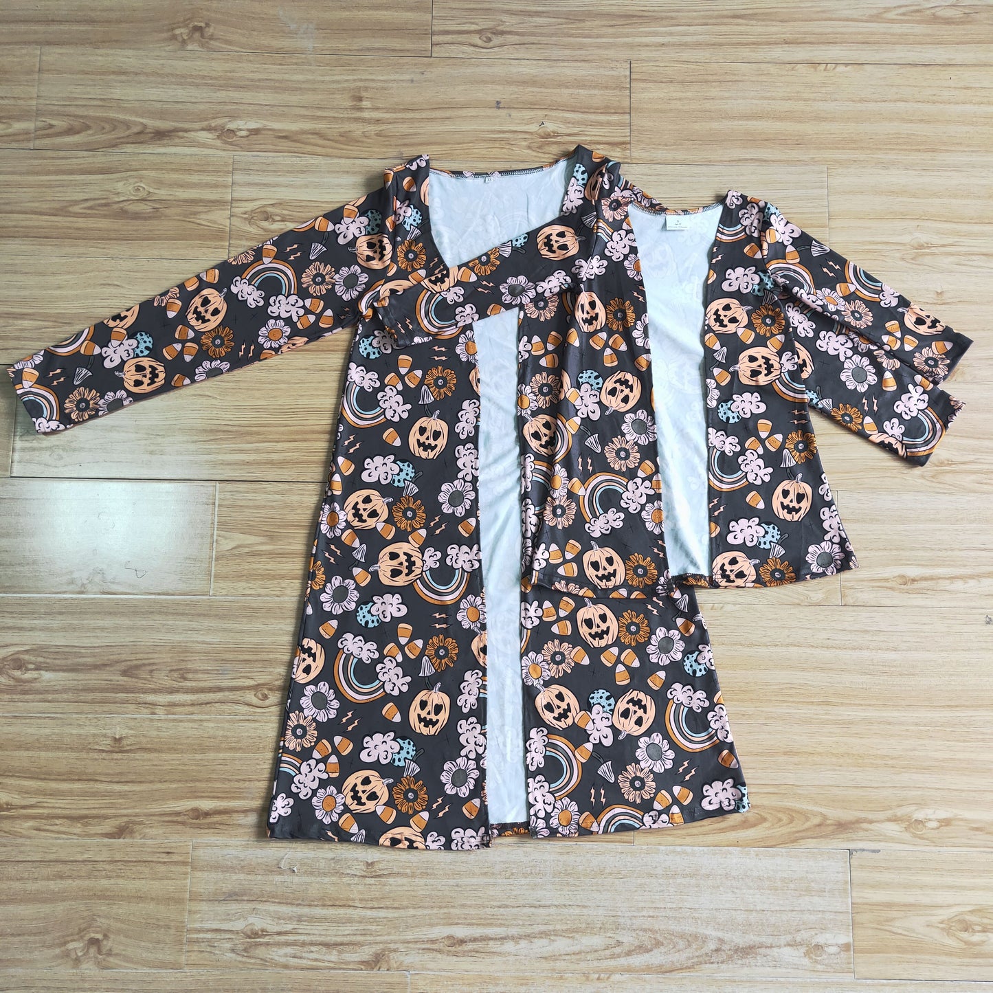 GT0045 Family Adult Mom Halloween Pumpkin Girls Long Sleeve Cardigan