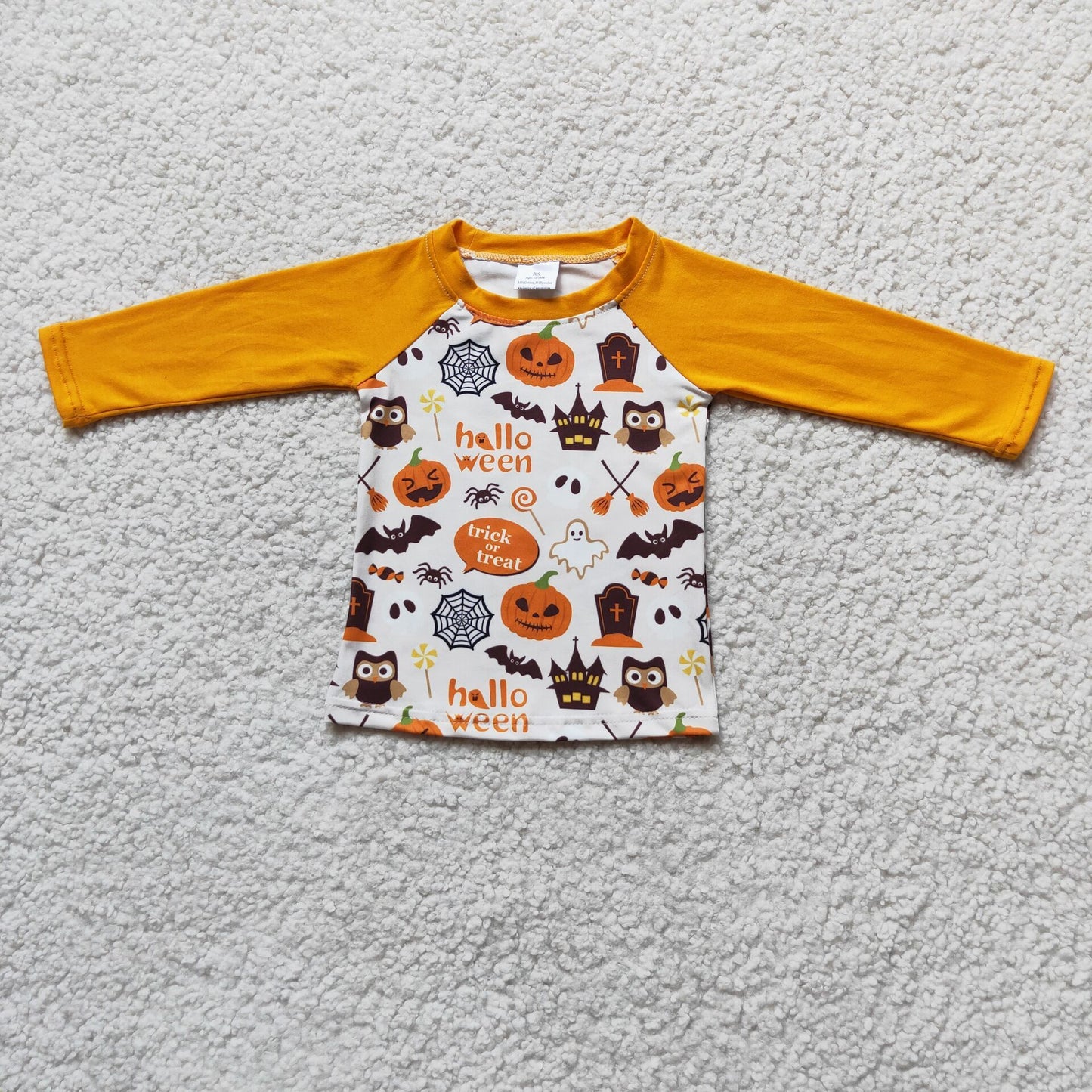 Boys Long Raglan Orange Sleeve Halloween Casual T-shirts