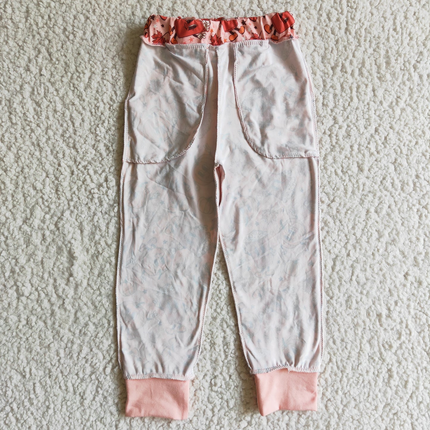 P0026 Halloween Pumpkin Cartoon Pink Orange Baby Girls Legging Long Pants