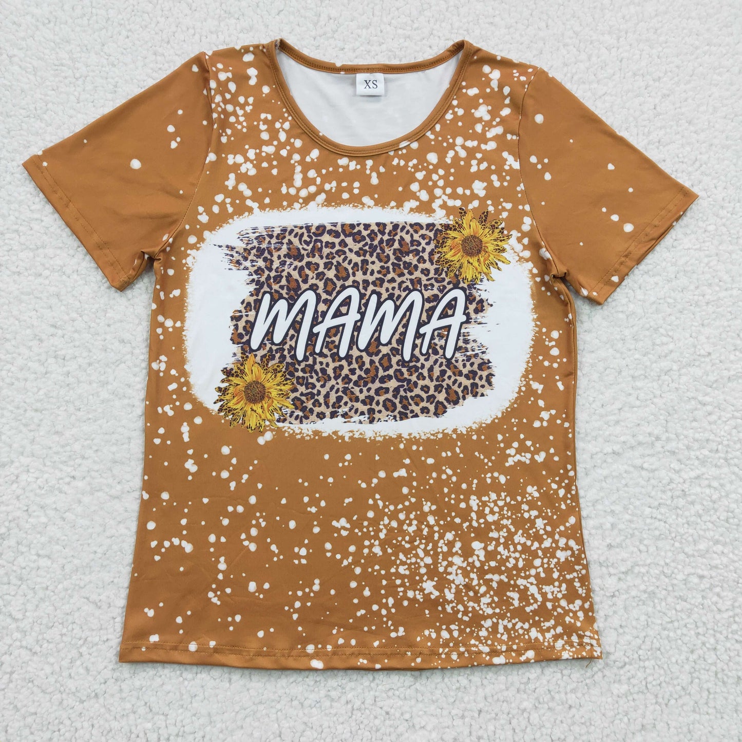 GT0099 Family Adult Mama Leopard Sunflower Girls Short Sleeve Top T-shirts