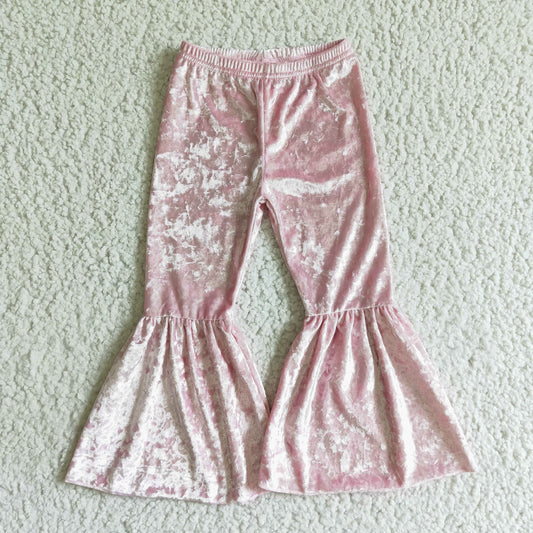 A6-5 Pink Velvet Bell-bottom Pants