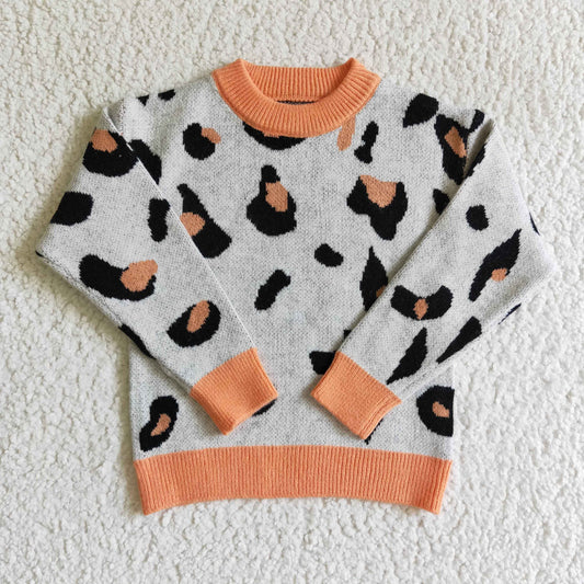 GT0041 Pink Leopard Girls Long Sleeve Sweater