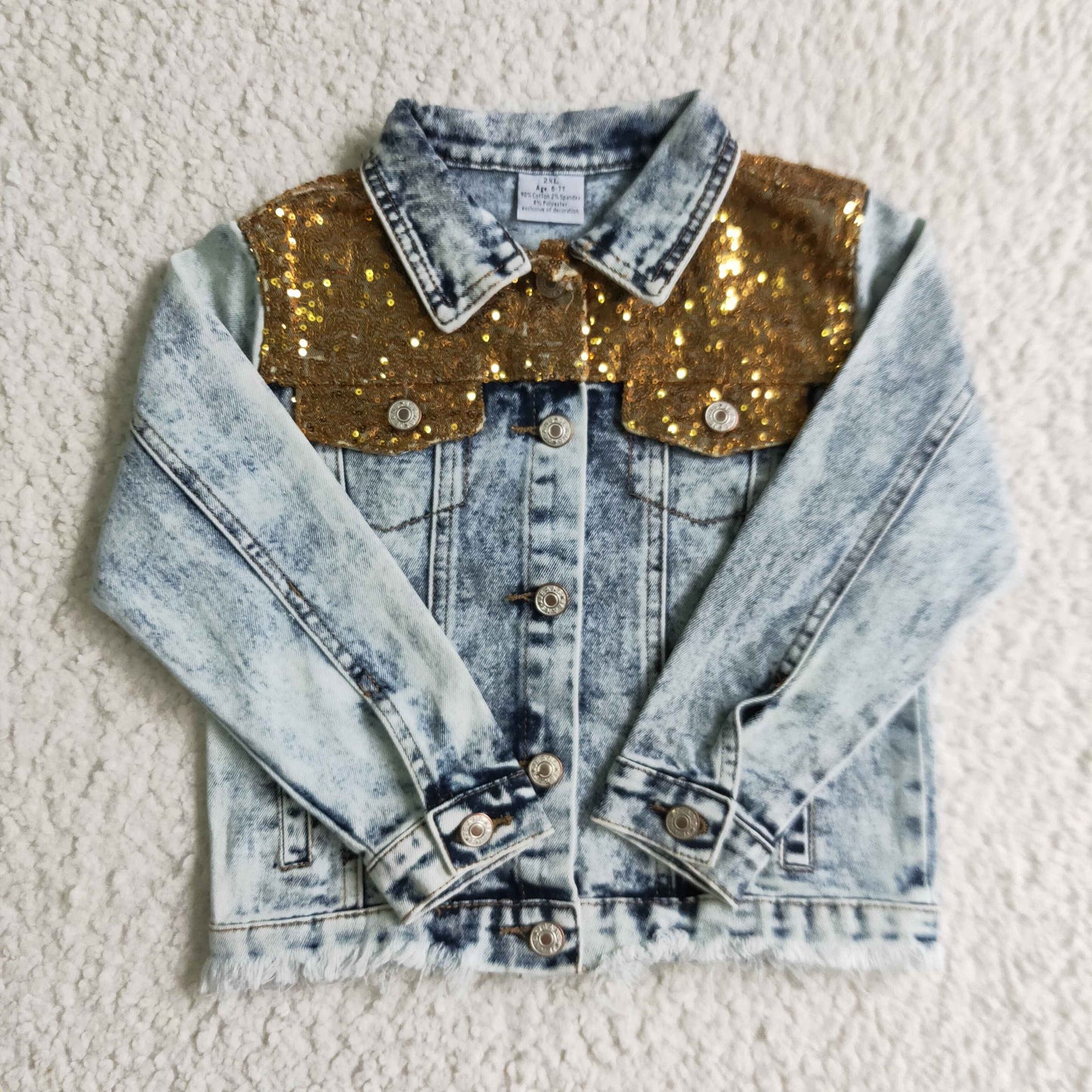 6 B12-10 Girls Sequin Denim Jacket