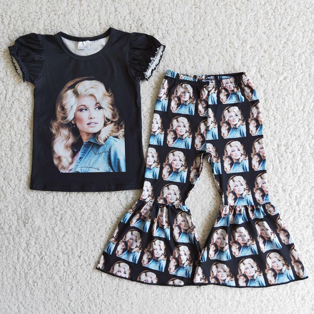 Cute Baby Girls Short Sleeve Fashion Design T-shirts 2pcs Kids Outfits