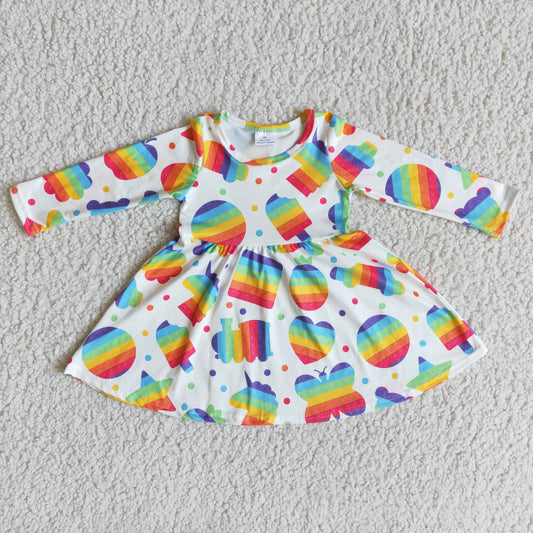 Colorful Long Sleeve Girls Fashion Dress