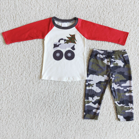 Clearance 6 A14-2 Christmas Tree Red Camo Boys Long Sleeve Pants Outfits