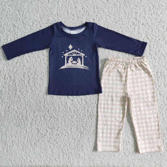 6 A11-1 Christmas Boys Plaid Print Outfits