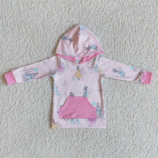 6 A11-22 Princess Pink Cartoon Girls Long Sleeve Hoodies Top