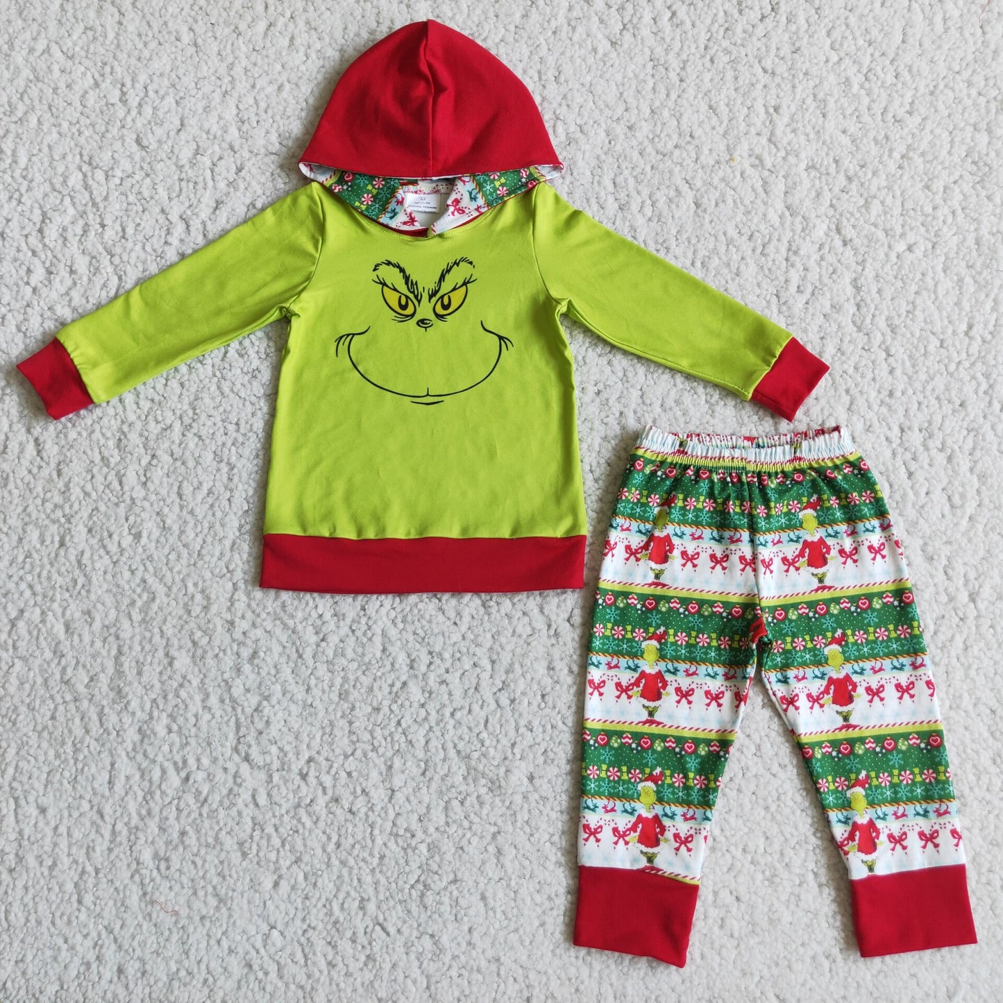 Clearance 6 A15-18 Christmas Red Green Cartoon Boys Long Sleeve Hoodies Outfits