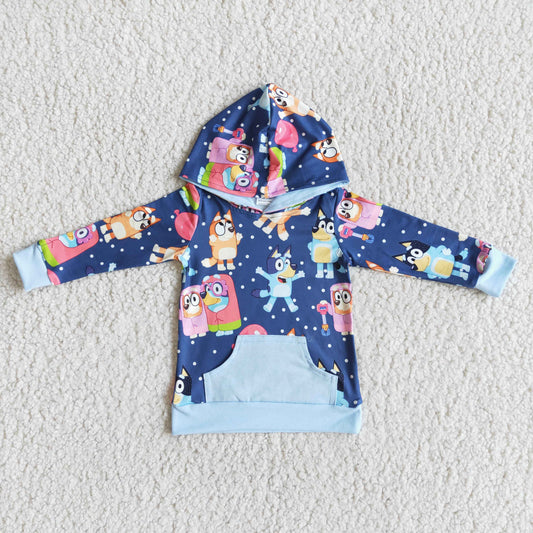 6 B2-31 Blue Dog Cartoon Long Sleeve Top Hoodies Boys T-shirts